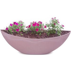 Ovale plantenbak voor buiten, grote decoratieve schaal in oud-roze gemarmerd als bloempot, plantenpot, 39 cm, jardiniere voor tuin, balkon of begraafplaats als weerbestendige grafdecoratie