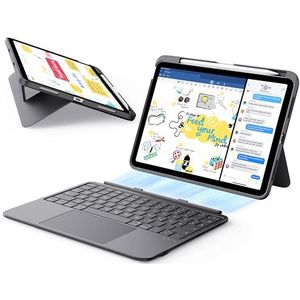 ESR iPad 11 inch (A16) 2025/10e Gen Flex Case met toetsenbord, ultralicht, magnetisch afneembaar toetsenbord voor iPad 10,9 inch met schrijf- en weergavemodi, grote precisie trackpad, donkergrijs