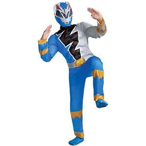 Power Ranger kostuum blauw voor kinderen, officieel Power Rangers Dino Fury kostuum met masker, maat L (10-12)