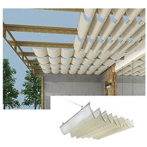 DHDNMOER Zonneschermzeil, intrekbare golvende schaduwzeilen, U-vormige maat schuifrolgordijn met montagekit, eenvoudig te installeren voor pergola, glazen huis, luifel, schaduwzeilen (0,9 x 4 m)