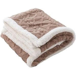 130X160cm Dikke Beddeken Winter Dubbele Dikke Lamswollen Deken Zwaargewicht Decoratieve Beddeken Bedsprei Op Bed(Coffee)