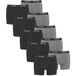 Puma 521015001 Boxershorts voor heren, onderbroeken, pak van 10, -691 Donkergrijs Melange /Zwart, M