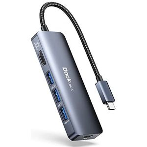 Dockteck USB-C Hub-adapter - 6 IN 1 met HDMI 4K 60Hz, 3X USB 3.0 en 100W PD voor MacBook Air/Pro M1/M2, iPad Pro/Air, Steam Deck, Surface Pro 8