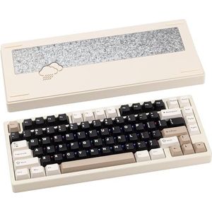 CutiePcs WOBKEY Rainy 75 Aluminium HMX/JWK Switches, mechanisch toetsenbord met superieure akoestiek, bedraad, BT, 2,4 G draadloze connectiviteit (Pro - wit)