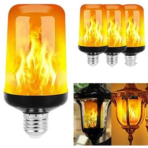 Flameffect LED-lamp, E26 E27 B22 vlamlampen met 4 gesimuleerde vlamverlichtingsmodi met zwaartekrachtsensor om in te schroeven voor kerstdecoratie binnen en buiten (E27)