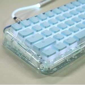 QPSJXN Cyrillic Russian Double Shot Keycap Set voor mechanische toetsenborden 117 ISO lay-out keycaps (Engels blauw)