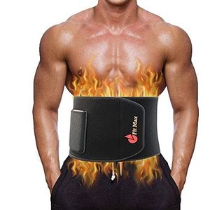 Fit Max Taille Afslankende zweetriem - sauna verstelbare lendenrugsteun, tailletrainer, buiktrimmer, buiktoner, buikband - zwart, Zwart, One size