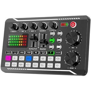Audiomengtafel, F998 Geluidskaart Professionele Bluetooth-compatibele studio-opname for telefoon, pc, mengpaneel, versterker, livemuziekmixer
