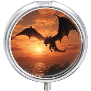 Zee Zonsondergang Vliegende Draak Pillendoos Pil Case Pil Organizer Geneeskunde Pil Organizer Wekelijkse Pil Organizer Pil Houder Kleine Pil Case Pil Containers Pil Houder voor Portemonnee