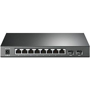 TP-Link Jetstream 8-poorts Gigabit Poe-switch | Slim beheerd | 8 Gigabit Poe-poort + 2 SFP, 53 W | 802.3AF compatibel | Tot 512 Vlan | 8K Mac-tafel | L2/L3/L4 Qos | Link Aggregation (T1500G-10PS)