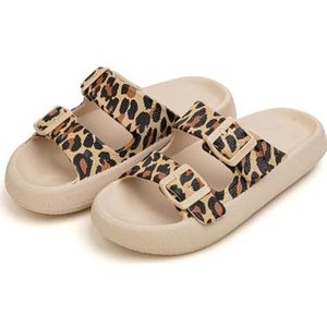 BDWMZKX Sliders Women Women Men，cloud Slippers With Thick Outsole，non-slip Soft Summer Mens Womens Slippers Flip Flops，slippers Pillow Slides For Beach,pool And Outdoor-leopard Print-42-43
