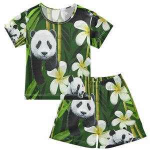 YOUJUNER Kinderpyjama set bloemen panda korte mouw T-shirt zomer nachtkleding pyjama lounge wear nachtkleding voor jongens meisjes kinderen, Meerkleurig, 14 jaar