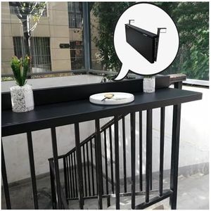 Hangtafel for buiten, balkon opklapbare relingtafel, opvouwbare ruimtebesparende reling serveertafel, opvouwbaar verstelbaar, wandgemonteerde bijzettafel for terras, tuin(Black,80*39CM/31.5*15.4IN)