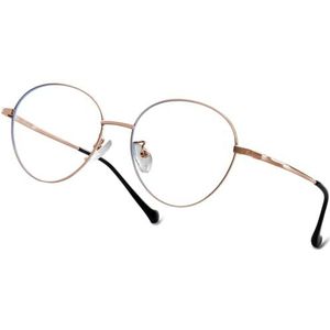 Joopin Blauwe Licht Bril Anti Blauwlicht Computer Gaming Glasses Scherm Brillen Dames Heren Transparant Ronde Bril (Goud Frame)