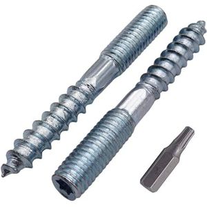 SKIR'CO (20 stuks) Stokschroeven M8 x 60 mm, plugschroeven met dubbele draad, dubbele kopbouten