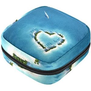 Maandverband Opbergtas, Jacht Heart Island Menstrual Cup Pouch, Draagbare Maandverband Pads Opbergzakken Vrouwelijke Menstruatie Eerste Periode Tas voor Tiener Meisjes Vrouwen Dames