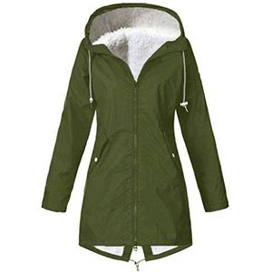 MMOOVV Winter Vrouwen Jassen Hooded Solid Regenjas Outdoor Warm Waterdichte Hooded Regenjas Winddicht, Groen, 5XL