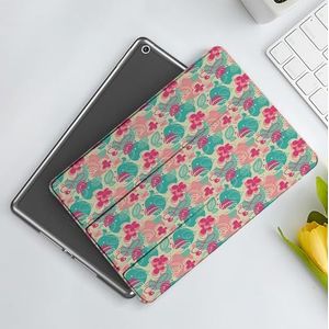 CONERY Hoesje compatibel iPad 10,2 inch (9e/8e/7e generatie) bloemen, retro levendige schoonheid takken wervelingen kamperfoelie bloemen ornament ontwerp decoratief, turkoois, slanke slimme