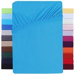 NatureMark Premium Hoeslaken voor boxspringbed, 180 x 200 tot 200 x 220 cm, hoge matrashoogte tot 40 cm matrashoogte, waterbedden, katoen met elastaan, turquoise