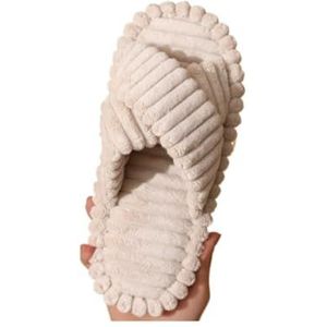 Dia's, Pluche Katoenen Pantoffels For Dames - Zachte Pantoffels For Binnen For Dames,voor dames en heren(Khaki,43 EU)