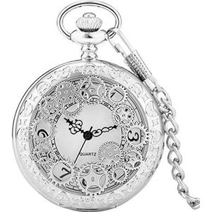 Antieke Hollow Gear Quartz Zakhorloge Vintage Goud/Zwart/Zilver Arabische Cijfers Display Horloges Antieke Klok Geschenken FOB Keten