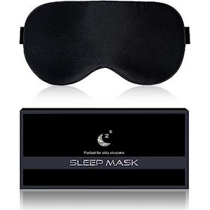 BLSSNZ Zijden slaapmasker, zacht, ademend, natuurlijk moerbeizijde, verduisterend oogmasker om te slapen, met verstelbare bandjes, geen druk, oogmasker voor mannen, zwart