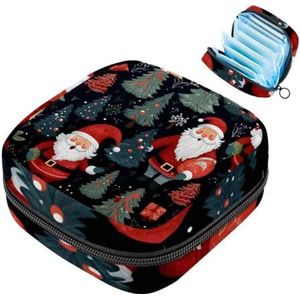 MUOOUM Merry Christmas Patroon Maandverband Opbergtas Menstruatie Pad Tas Draagbare Menstruatie Cup Pouch met Rits voor Tiener Meisjes Vrouwen Dames
