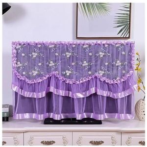 WLTYSM TV-hoes, zet de tv aan zonder de hoes te verwijderen, stofkap, volledig frame, tv-schermbeschermers (paars, 65 inch)