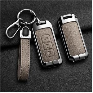 Autosleutel beschermhoes Legering Autosleutel Case Cover Shell Fob Voor Mitsubishi Voor Outlander Voor Lancer Voor Eclipse Voor Mirage 2/3 Knop Sleutelhanger Sleutel Shell(A Elephant Grey)
