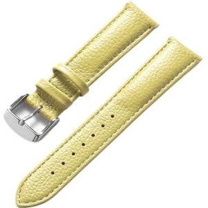 LQXHZ Litchi Patroon Zacht Leer Lederen Band Heren Dames 16mm18mm20mm22mm Horlogeband Accessoires (Color : Lemon yellow, Size : 17mm)