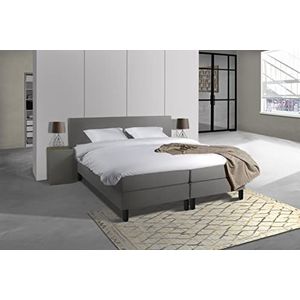 Anno 1588 Boxspring Softa Premium - Pocketvering - Tijdelijk GRATIS 2 Kussens & dekbed - Compleet bed (Antraciet Lederlook, 160x200)