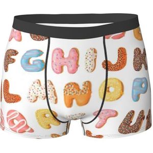 Heren Slips Roze Woord Cartoon Donut Print Stretch Boxer Fit Boxer Shorts Zachte Boxer Broek Voor Liefhebber, Jongen, Gift, Ondergoed 818, S