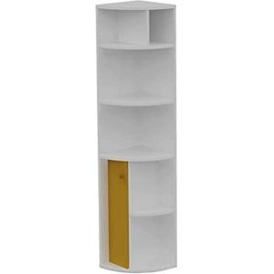 Boekenkast Boekenplanken Smalle Boekenplank Met Kast MDF Prentenboek Plank Multifunctionele Vloer Hoekplank Eenvoudige Bureau Opslag Boekenkast Boekenplank(White+yellow)