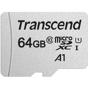 Transcend TS64GUSD300S-A 64GB | microSDXC I, C10, U1, A1 microSD geheugenkaart met adapter - 95/25 MB/s