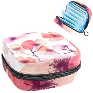 Aquarel Bloemen Naadloos Patroon Maandverband Opbergtas, Grote Menstruatie Cup Pouch met Ritssluiting, Menstruatie Pads Bag Store Panty Liners Tampons voor Meisjes Vrouwen