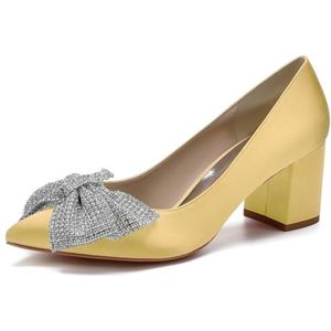 SYDZSW Zijden Bruiloft Schoenen Ivoor Bruids Schoenen Bruiloft Uitnodiging Schoenen, Goud, 43 EU