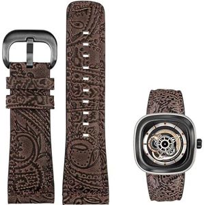dayeer Echt koeienhuid Lederen Horlogeband Voor Zeven Vrijdag Q2/03/M2/M021/T2 Vintage styleDiesel horlogeband voor heren Armband accessoires (Color : Color 2 black, Size : 28mm)