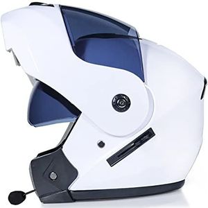 Motorhelm, Volledige motorhelm met anti-condens dubbel vizier Bluetooth ingebouwde microfoon ECE-goedgekeurd B3,XL=61-62CM(B3,XL=6162CM)