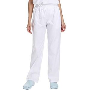 WWOO Vrouwen Medische Scrub Broek Witte Werk Broek Ziekenhuis Uniform Broek Elastische Taille Losse Professionele Medische Materialen, Wit, S