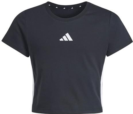 adidas Niñas ESSENTIALS LOGO T-SHIRT, black/white, 5-6 Years