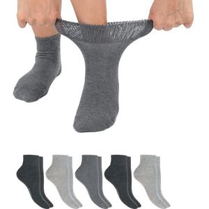 Footstar Diabetische sokken (6 paar) naadloze sokken zonder elastische band voor dames en heren, 6 paar Classic Grey (korte sokken), 43/46 EU