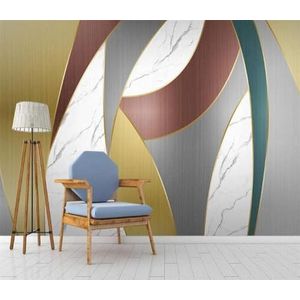 Wit Geometrisch Marmer Abstract Gouden Lijn 3D Behang Mobili Kantoor Woonkamer Bank Sofa Slaapkamer TV Achtergrond Muur Decoratie-150cm×105cm