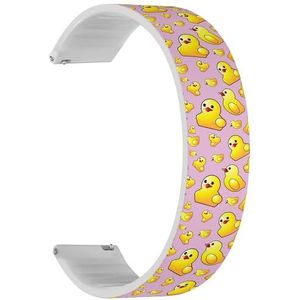RYANUKA Solo Loop band compatibel met Ticwatch Pro 3 Ultra GPS/Pro 3 GPS/Pro 4G LTE / E2 / S2 (Yellow Duck Design Image) Quick-Release 22 mm rekbare siliconen band band accessoire, Siliconen, Geen