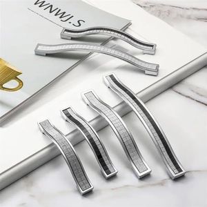 SUTUWANG Zand zilver kristal glas patch lade knoppen aluminium keukenkast deurgrepen meubels handvat hardware 1 stuk (kleur: zilver zwart 96 mm)