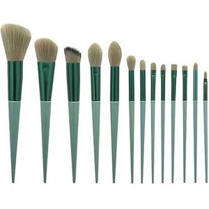 MQPALZKD 13-delige make-upborstelset met vier seizoenen, houten handvat, lange zachte schoonheidstools, vezelharen