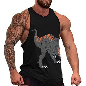 The Fierce Dinosaur Tanktop voor heren, grafische mouwloze bodybuilding T-shirts, casual strand-T-shirt, grappige sportschoolspieren