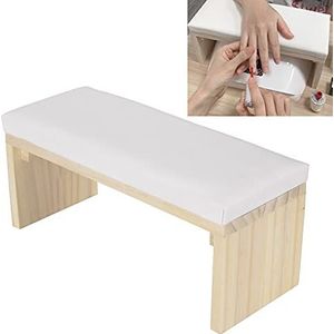 Nail Art Handkussen, Manicure Handsteun, Mat Zacht PU Leer Houten Stand Armsteun Kussen voor Nail Salon (wit)