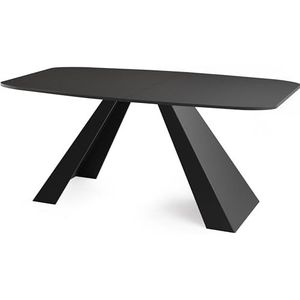 WFL GROUP Eettafel Monte in moderne stijl, rechthoekige tafel, uittrekbaar van 180 cm tot 220 cm, gepoedercoate zwarte metalen poten, 180 x 90 cm (zwart, 160 x 80 cm)