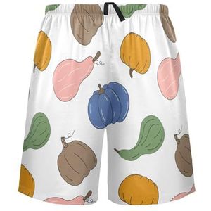 LI ZHI XIN Herenpyjamabroek, korte pyjamabroek, zomer casual shorts, elastische taille met trekkoord, rechte losse pasvorm met 2 zakken, S-XXL Halloween pompoenpatroon, Meerkleurig, S