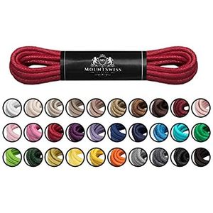 Mount Swiss Luxe schoenveters, waterafstotende en scheurvaste veters, rond, diameter 2-3 mm, van fijn katoen/gewaxt, kleur: rood, lengte: 45 cm
